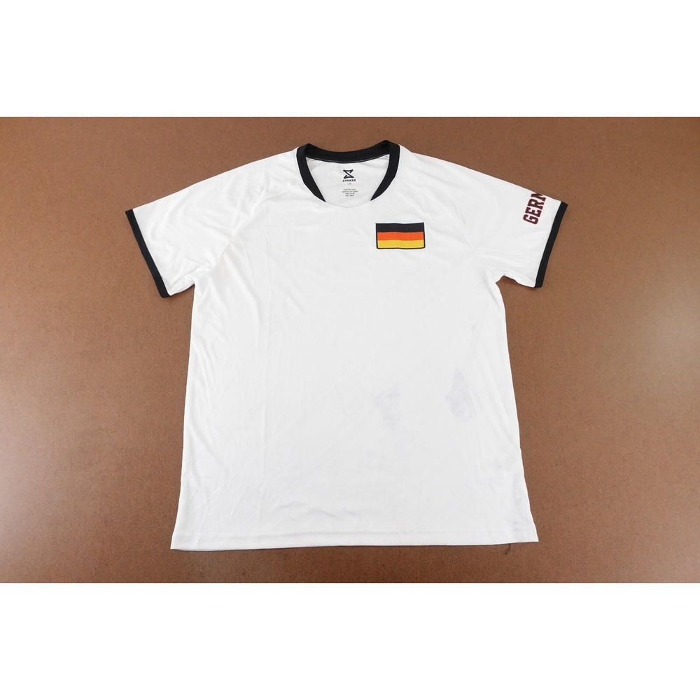 Striker Men's Size Large White Germany Flag Short Sleeve Pullover Shirt New